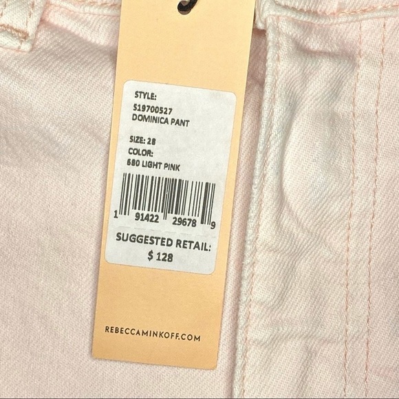 NWT Rebecca Minkoff Pink Dominica Cropped Straight Leg High Rise Jeans Size 28 - Picture 8 of 15